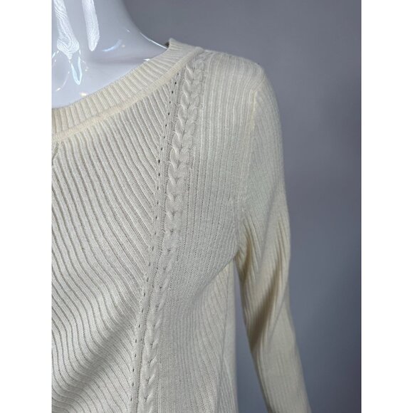 Womens Verve Ami Ivory Cable Knit Sweater Ribbed Acrylic Blend Long Sleeves XL - Picture 9 of 16